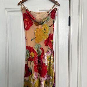 NWT Cult Gaia Nerida Mini Dress with Gold Chain detail - Painted Floral szM